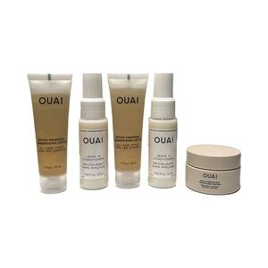 Bundle of OUAI detox shampoo, leave-in conditioner, and hair treatment masque